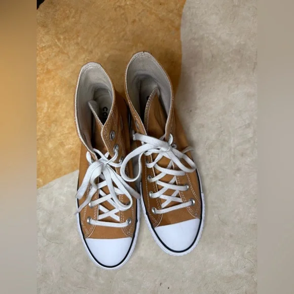 Converse High-Top Sneakers in mustard yellow/orange and White platform - Picture 7 of 8